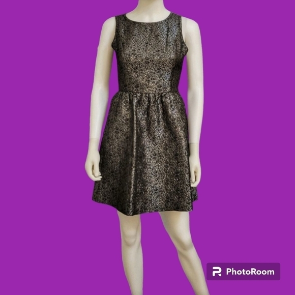 3/$30 FRENCHI Retro Rockabilly Gunmetal Brocade Fit & Flare Pullover Dress - Picture 1 of 8
